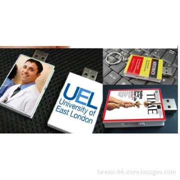 Plastic Sliding Book USB Flash Disk Color Printing 512GB 128GB 64GB 32GB 16GB 8GB 4GB 2GB 256MB (UA66)